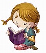 Niña leyendo un libro feliz - Dibustock, Ilustraciones infantiles de Stock