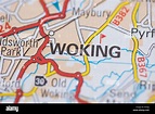 Woking location road map. Great Britain map Stock Photo - Alamy