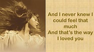 THE WAY I LOVED YOU - Taylor Swift (Taylor's Version) (Lyrics) - YouTube
