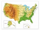 Wandbild „USA - Topographische Karte“ von Editors Choice | Posterlounge.at