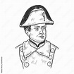 Napoleon Bonaparte portrait sketch engraving vector illustration. T ...