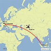 StepMap - Flug nach Singapur - Landkarte für Welt