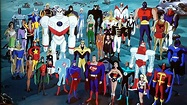 Can you help me identify all the heroes in this picture from the JLU ...