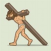 Jesucristo llevando cruz vector gráfico de dibujos animados 1938169 ...
