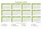 Printable Yearly 2021 Calendar With Holidays Word, PDF