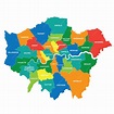 Premium Vector | Greater London map showing all boroughs
