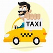 Ilustración, taxista se mueve en coche y sonriendo, formato eps 10 ...