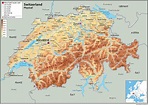 Mapa físico de Suiza – Tamaño A0-84,1 x 118,9 cm – Papel laminado ...