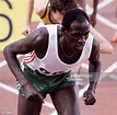 Mike Boit of Kenya at the start of his gold medal run in the men's ...