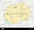 Macedonia mapa político con capital Skopje, las fronteras nacionales ...