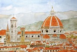 Italy Florence Cathedral Duomo watercolor painting Painting by Color Color