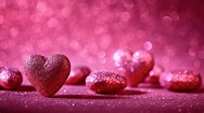 Download Wallpaper Pink Love Hearts, Shine, Romantic - Kiss Day ...