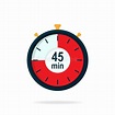 45 Minutes Timer. Stopwatch Symbol in Flat Style. Editable Isolated ...