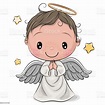 Cute Cartoon Christmas angel boy isolated on white background | Angel ...