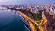 Aerial view of Lima city from Miraflores at blue time, Peru | Windows ...