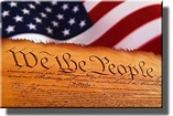 United States Constitution and Flag Hanging Wall Picture on Stretched ...