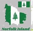 Esquema Del Mapa Y Bandera De Norfolk Pino De Isla De Norfolk En Una ...