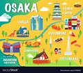 Osaka map with colorful landmarks japan design Vector Image