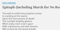 "EPITAPH (INCLUDING MARCH FOR NO REASON AND TOMORROW AND TOMORROW ...