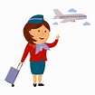 Premium Vector | Illustration of a flight attendant and an airplane ...