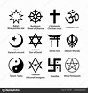 Religious Symbols Set Religion Signs Simple Black Icon Set Stock Vector ...