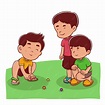 Premium Vector | Boys playing marbles