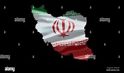 Forma de mapa de Irán con fondo de bandera ondulante. Perfil del canal ...