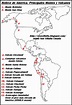 SV: Volcanes de América (mapa). Relieve de América