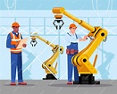 Ilustración experta en robótica. mantenimiento industrial. equipo de ...