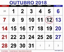 CALENDÁRIO OUTUBRO 2018 COM FERIADOS NACIONAIS E FASES DA LUA 2018 ...
