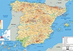 Physical Map of Spain - Ezilon Maps