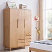 北歐全實木大衣櫃現代簡約橡木三門日式臥室家用收納衣櫥收納櫃