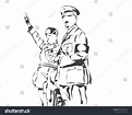 Adolf Hitler Benito Mussolini Illustration Black: เวกเตอร์สต็อก (ปลอด ...