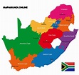 ⊛ Mapa de Sudáfrica | Político & Físico Para Imprimir HD · 2022