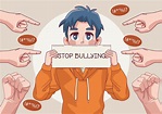 Muchacho joven adolescente con letras de stop bullying en pancarta y ...