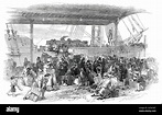 The Embankment, Waterloo Docks, Liverpool, 1850. Emigrantes que salen ...