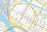 Mannheimer Planken Stadtplan mit Luftansicht und Hotels von Mannheim