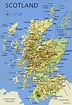 Large Detailed Map Of Scotland With Relief, Roads, Major Cities And ...