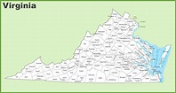 Virginia county map - Ontheworldmap.com