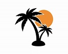 silueta de dos palmeras con puesta de sol 11574539 Vector en Vecteezy