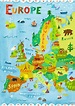 Europe Map Illustration / Digital Print Poster / Kidschengel - Map Of ...