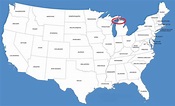 Mapa de Míchigan / Míchigan en el mapa de Estados Unidos