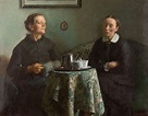 Viggo Johansen (1851-1935) En kaffepassiar1884, Olie på lærred, 108 x ...