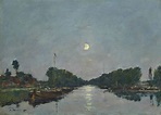 Eugène Boudin (1824-1898) , Canal à Saint-Valéry-sur-Somme. Effet de ...