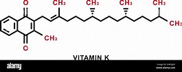 Fórmula química de la vitamina K. Estructura molecular química de la ...