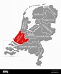 Zuid Holland rot markiert in Karte von Niederlande Stockfotografie - Alamy