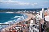 Seashore and landscape with buildings and beach in Durban, South Africa ...