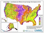 United States - Land Based and Offshore Annual Average Wind Speed at ...