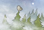 Items similar to Owl in Fog and Pines illustration print 5x7 on Etsy