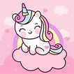 Premium Vector | Cute unicorn cartoon on sweet cloud with rainbow ...